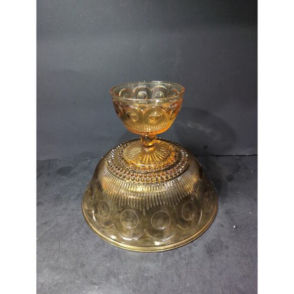 Bartlett‎ Collins Amber Compote Pedestal Bowl, Generieve Manhattan, Serving Bowl - Picture 11 of 11